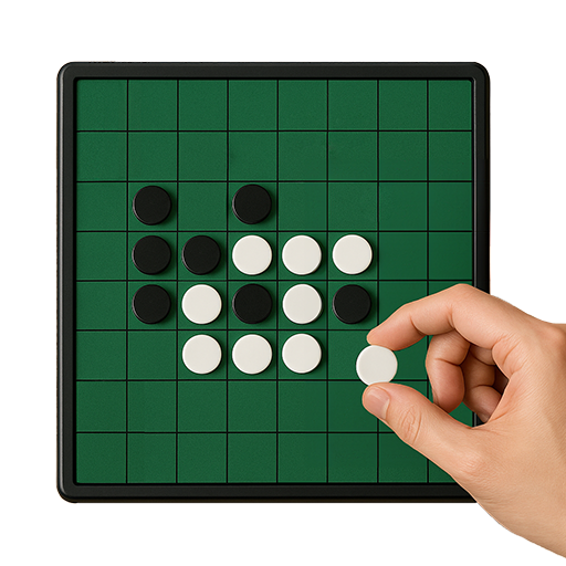 Othello board with hand